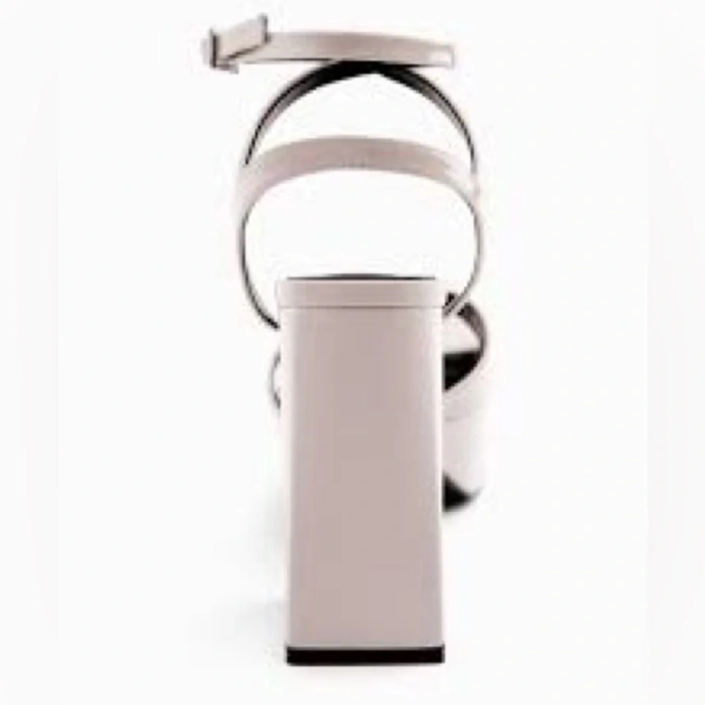 Zara Beige Patent Leather Platform High Heel Sandals